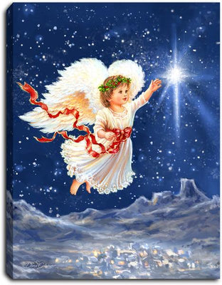 Star Angel Lighted Mini Tabletop Canvas Picture 8 x 6