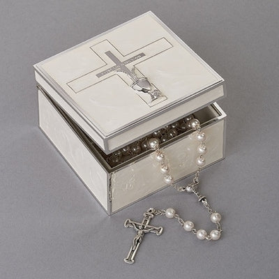 Cross Wheat and Chalice First Communion Keepsake Box 2 1/4