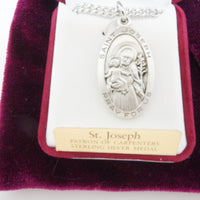 St. Joseph Sterling Silver Medal Set  (1 1/8") - Unique Catholic Gifts