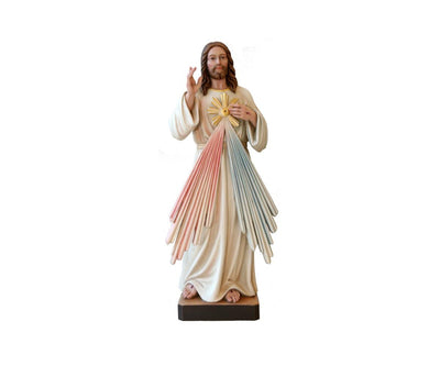 Divine Mercy Hand Carved Hand Painted Wood Statue 5 1/2 