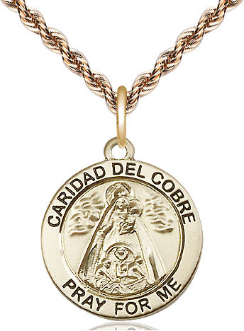 14kt Gold Filled Caridad del Cobre Pendant on a Gold Filled Chain - Unique Catholic Gifts