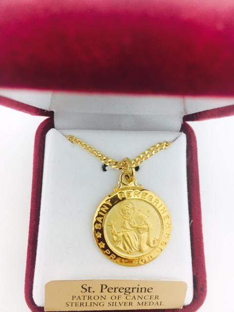 Gold over Silver St. Peregrine (3/4') on 20" chain. - Unique Catholic Gifts