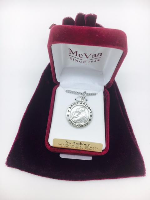 Sterling Silver St Anthony (3/4") on 20" Chain - Unique Catholic Gifts