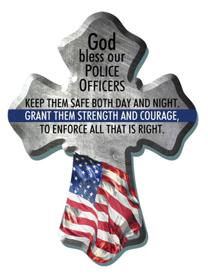 God Bless Our Police Wood Wall Cross (6