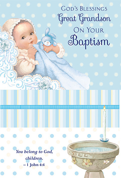 Great Grandson Baptism Greeting Card - Unique Catholic Gifts