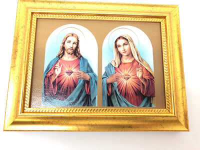 The Sacred Hearts in a Gold Frame (5x7