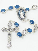 Silver and Blue Enamel St Michael and the Guardian Angel Rosary - Unique Catholic Gifts