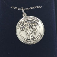 Sterling Silver St. Sebastian Round Medal with 18" chain - Unique Catholic Gifts