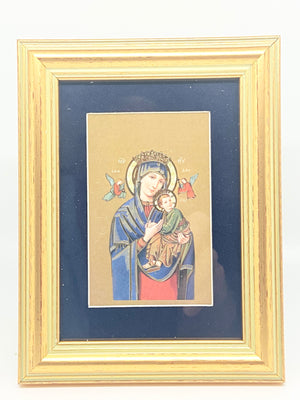 Our Lady of Perpetual Help in a Matted Gold Frame 5 1/4