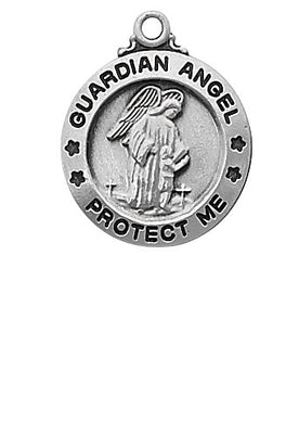 Sterling Silver Guardian Angel Medal 5/8