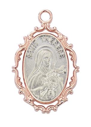 Rose Gold and Sterling Silver Miraculous Medal ,Two Toned (3/4") 18 Chain. - Unique Catholic Gifts