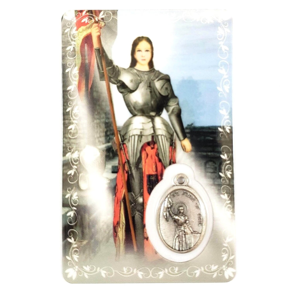 Saint Joan of Arc Holy Card with Medal Unique Catholic Gifts