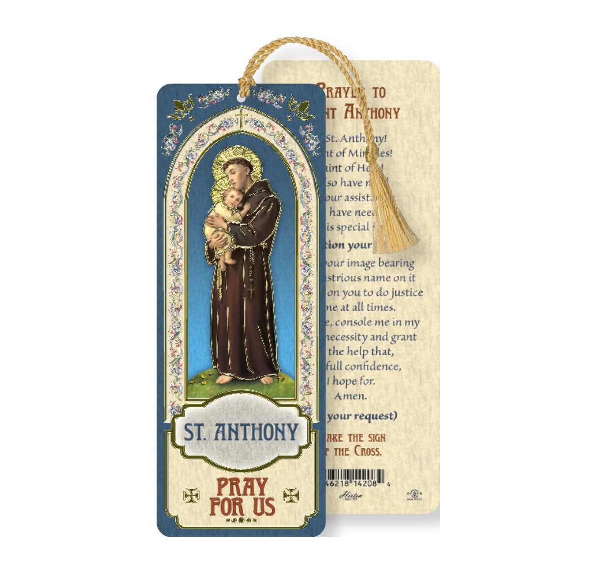 Saint Anthony Laminated Tasseled Bookmark - Unique Catholic Gifts