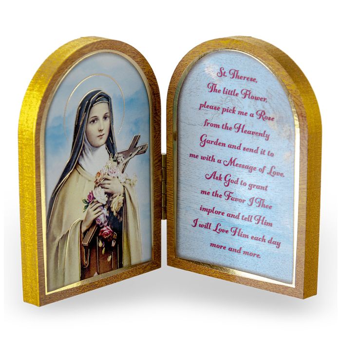 St. Therese Standing Diptych 3 1/2" x 5" - Unique Catholic Gifts