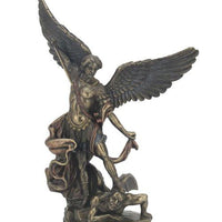 St. Michael Conquering Evil Statue Bronze (7 8/9") - Unique Catholic Gifts