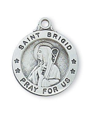St Brigid Sterling Silver Medal 5/8" - Unique Catholic Gifts
