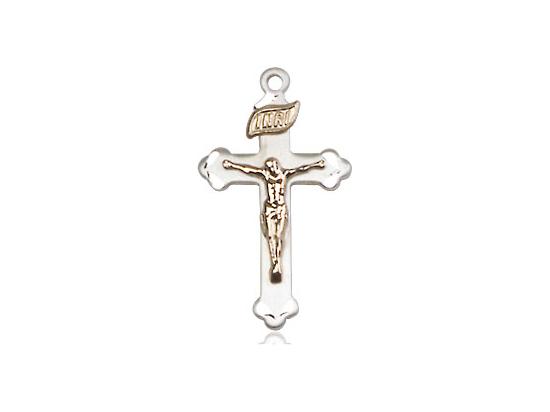 Sterling Silver and Gold Filled Two Tone Crucifix (7/8") - Unique Catholic Gifts