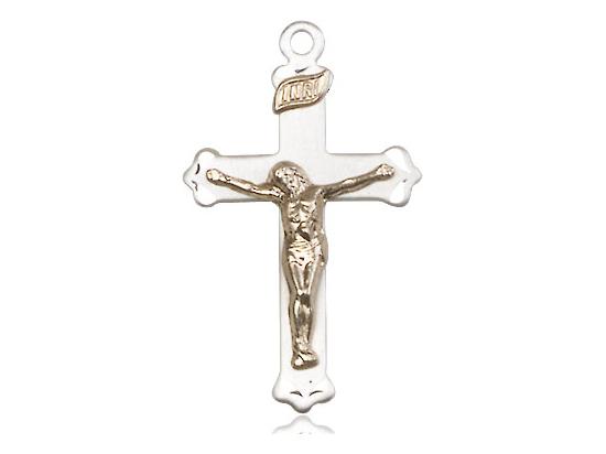 Sterling Silver and Gold Filled Two Tone Crucifix (1 1/8") - Unique Catholic Gifts