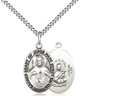 Sterling SilverSacred Heart of Jesus Scapular Medal (3/4