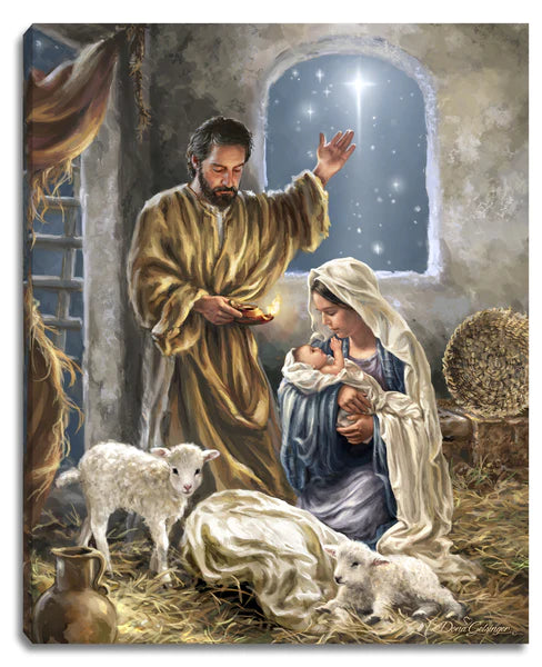 The King is Born Illuminated Canvas Print (18" x 24") - Unique Catholic Gifts
