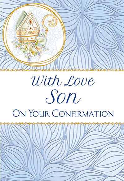 With Love Son On Your Confirmation Greeting Card - Unique Catholic Gifts