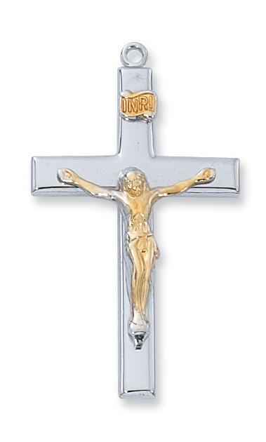 Sterling Silver Tuton Crucifix 1-1/2" on 24" chain. - Unique Catholic Gifts