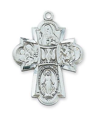 Sterling Silver 5-way Medal Cross (1-1/4