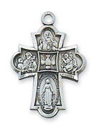 Sterling Silver 4-way Medal (1") on 18" chain - Unique Catholic Gifts