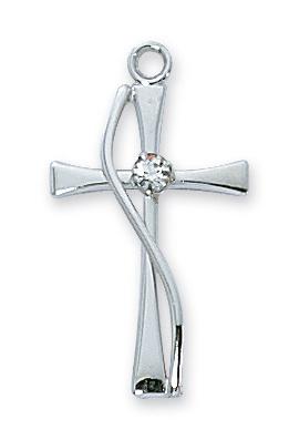 Sterling Silver Cross with Stone (7/8