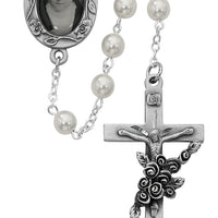Pearl Saint Therese of Lisieux Rosary (6mm) - Unique Catholic Gifts