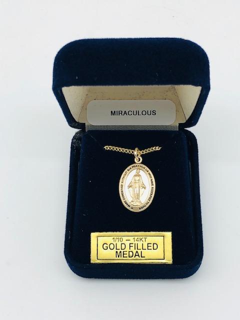 Gold Filled Miraculous Medal Pendant (3/4") with 18" chain - Unique Catholic Gifts