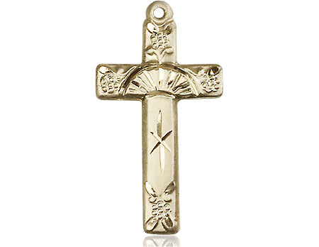 14kt Gold Filled Cross Pendant on Gold Plate Chain - Unique Catholic Gifts