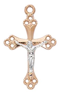 Rose Gold and Sterling Silver Crucifix (5/8