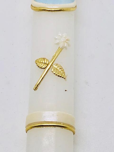 Baptismal Baby Candle with Gold Trim 12" - Unique Catholic Gifts