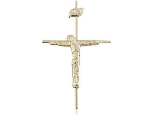 14kt Gold Filled Crucifix Medal on a Gold Filled Heavy Curb Chain