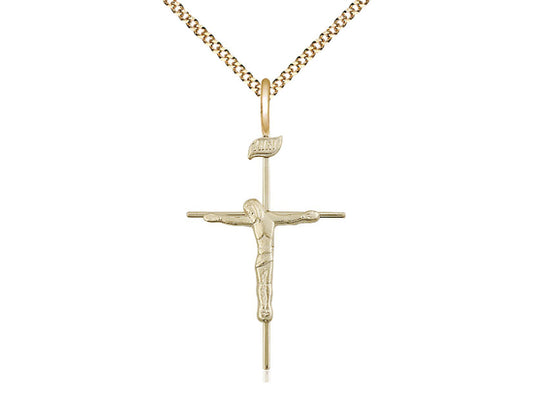 Pargante de crucifijo lleno de oro de 12kt en una cadena llena de oro