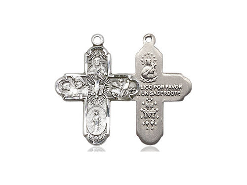 Sterling Silver 5-Way Pendant on an 18-Inch Sterling Silver Light Curb Chain