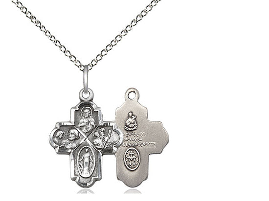 Sterling Silver 4-Way Pendant on a Sterling Silver Chain
