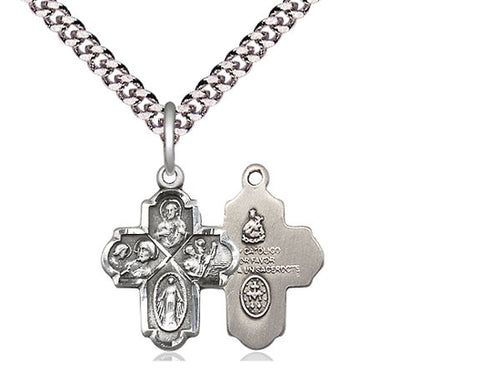 Sterling Silver 4-Way Pendant on a Sterling Silver Chain