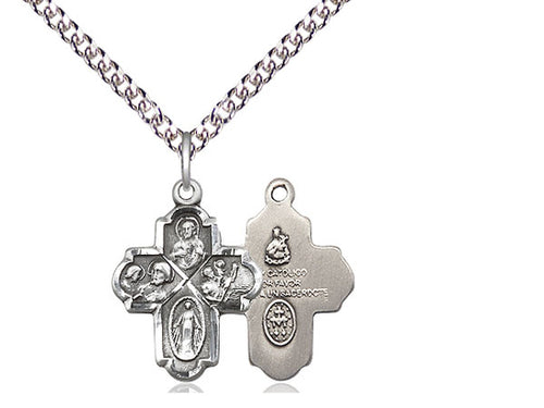Sterling Silver 4-Way Pendant on a Sterling Silver Chain