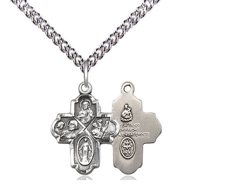 Sterling Silver 4-Way Pendant on a Sterling Silver Chain