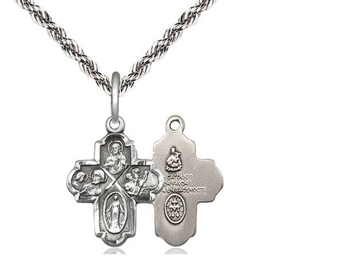 Sterling Silver 4-Way Pendant on a Sterling Silver Chain