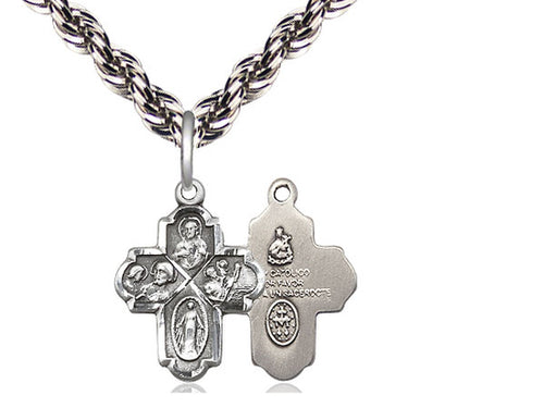 Sterling Silver 4-Way Pendant on a Sterling Silver Chain