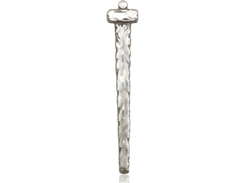 Sterling Silver Nail Pendant on a 24-Inch Light Rhodium Heavy Curb Chain