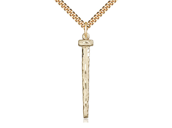 Colgante de uñas relleno de oro de 14kt en una placa de oro de 24 pulgadas cadena de acera pesada