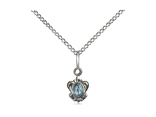 Sterling Silver Miraculous Pendant on an 18-Inch Sterling Silver Light Curb Chain