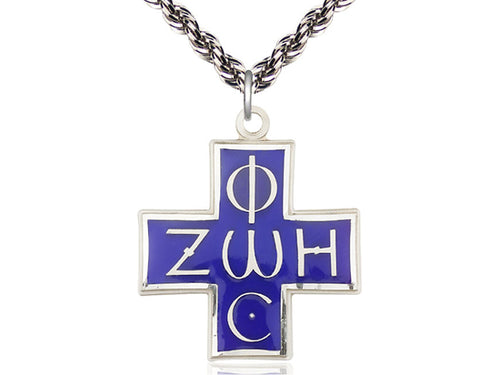 Collar Luz Y Vida De Plata De Ley Con Cadena De Plata De Ley