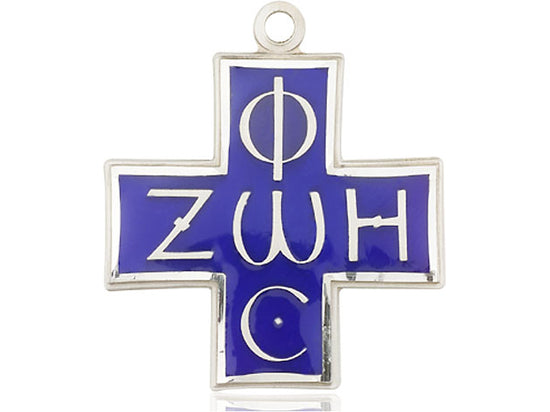 Luz de plata esterlina y colgante de vida en una cadena de acera pesada de rodio de 24 pulgadas