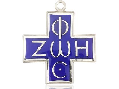 Luz de plata esterlina y colgante de vida en una cadena de acera pesada de rodio de 24 pulgadas