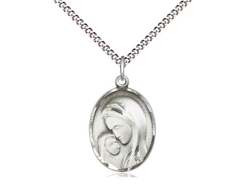 Sterling Silver Madonna y Child Medal (3/4 ")